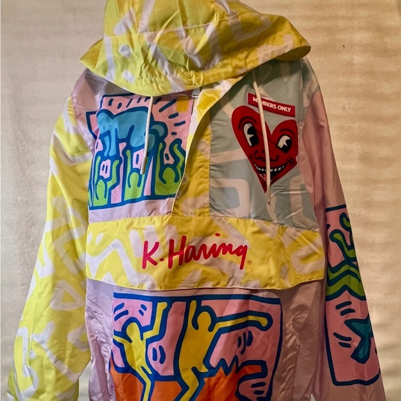 Members Only unisex Graphic Raincoat - Yellow, Blue, Pink - Picture 3 of 5